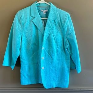 Isaac Mizrahi aqua blue blazer. Size 12